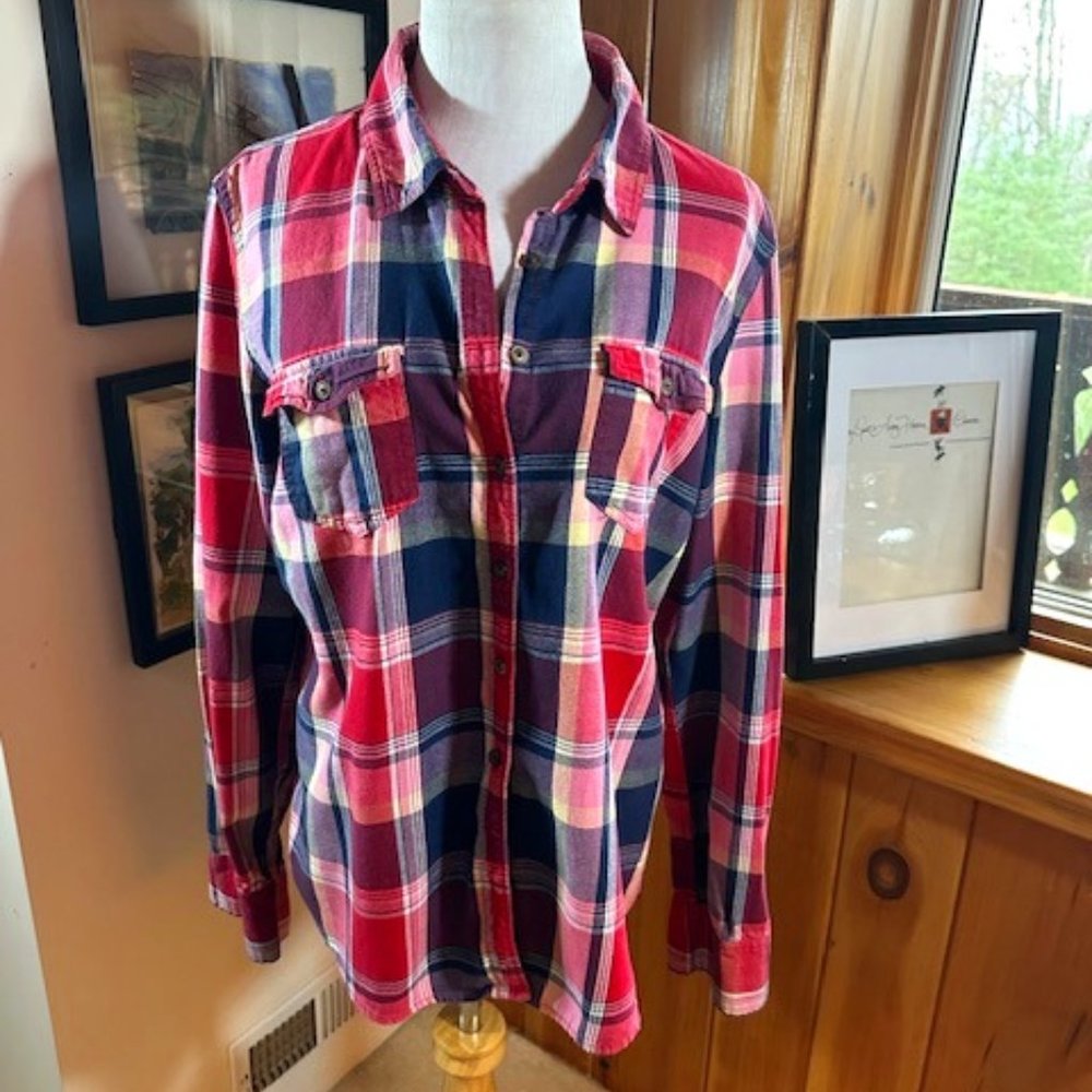 AEROPOSTALE Red Blue Plaid Madras Shirt - XL
